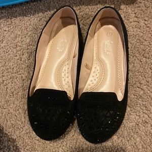 Black Beads Shoes for Little Girl Size 1